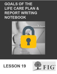 Goals of the Life Care Plan Report Writing Notebook Cover Icon locked